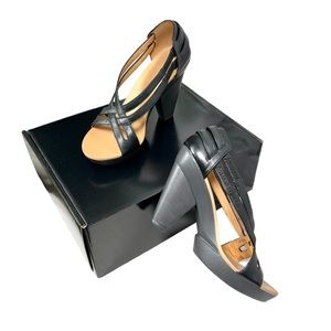 Givenchy Strap Leather Wood Platform Heels 5.5-6